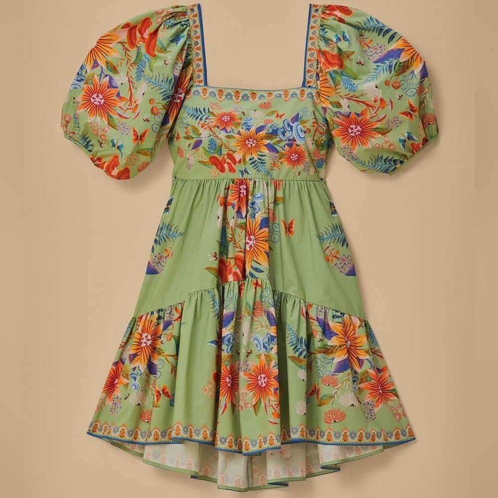 FARM Rio Green Floral Mini Dress - Picture 2 of 7